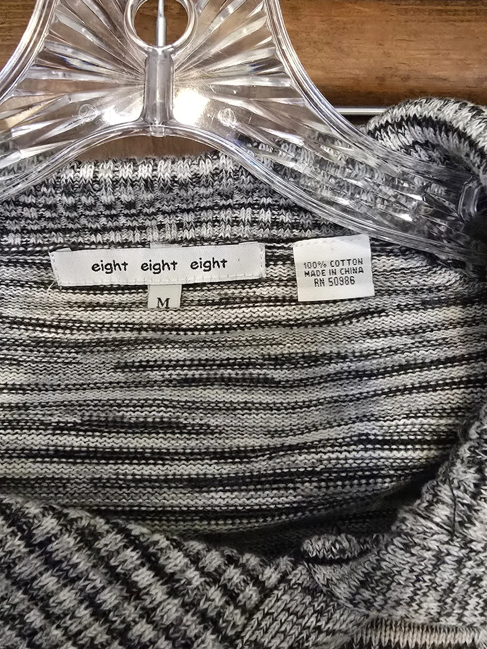 eight eight eight Black & Cream Striped Knit Top